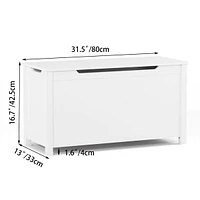 Kids Wooden Toy Box Storage With Safety Hinged Lid For Ages 3
