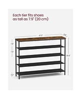 Slickblue Narrow Shoe Rack with Fabric Shelves, Shelf, Steel Frame