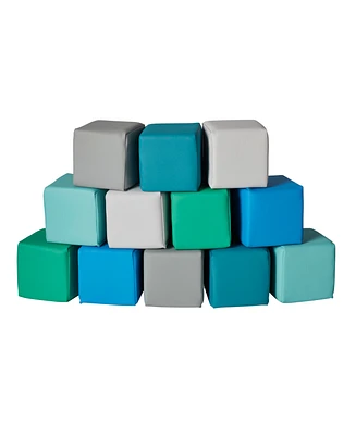 ECR4Kids SoftZone Patchwork Toddler Building Blocks, Foam Cubes, Contemporary, 12-Piece