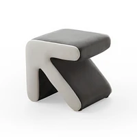 Simplie Fun Grey+Beige Multifunctional Velvet Stool Ottoman