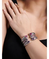 Devata Amethyst & Bali Lovina Cuff Bracelet Sterling Silver and 18K Gold