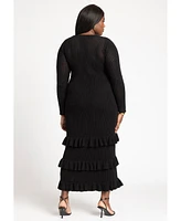 Eloquii Plus Crochet Open Stitch Maxi Dress With Ruffles