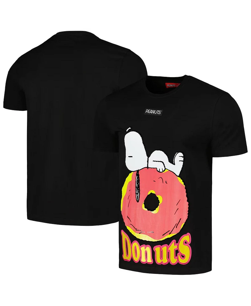 Freeze Max Men's Black Peanuts Snoopy Donuts T-Shirt