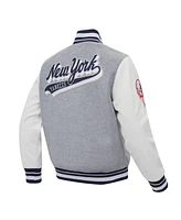 Pro Standard Men's Heather Gray New York Yankees Script Tail Wool Full-Zip Varity Jacket