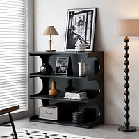 Streamdale Furniture 4-Tier Black Book Shelf & Coffee Table