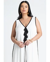 Eloquii Plus V Neck Gauze Maxi Dress