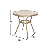 Merrick Lane Celia Bistro Style Table With Glass Top, Pe Rattan, Stack Chairs