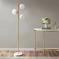 Streamdale Furniture Holloway 3-Globe Light Floor Lamp With Marble Base