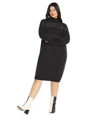 Eloquii Plus Sweater Dress With Sheer Panel