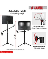 5 Core Music Stand 2 in 1 Professional Height Adjustable Up to 63 Inches Portable Heavy Duty Sheet Music Stands with Detachable Microphone Holder