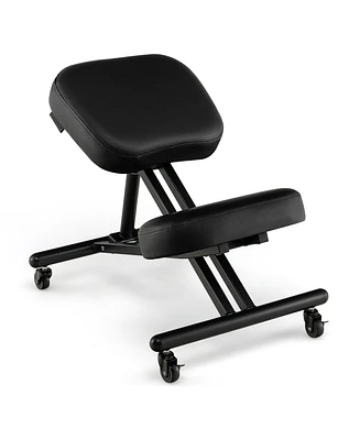 Costway Ergonomic Kneeling Chair Adjustable Stool with Lockable Universal Wheels Angle Seat