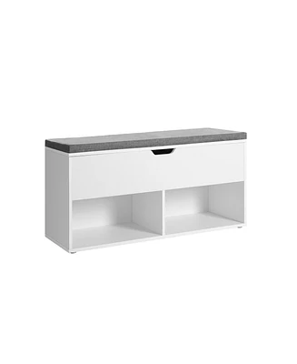 Slickblue Shoe Bench, Storage Bench with 2 Open and 1 Closed Compartments