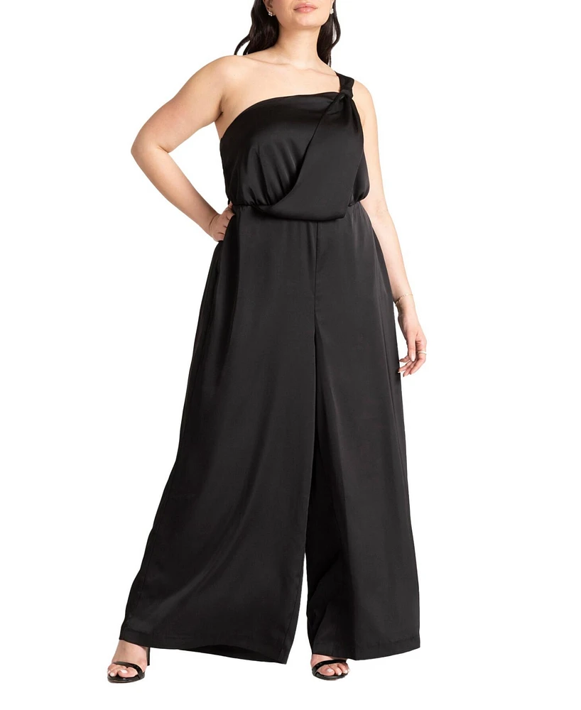 Eloquii Plus Tie Detail Satin Jumpsuit