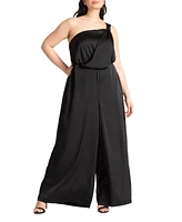 Eloquii Plus Tie Detail Satin Jumpsuit