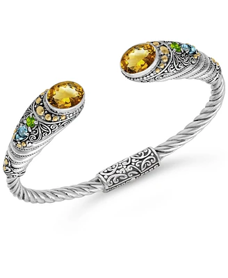 Devata Citrine & Bali Jimbaran Cuff Bracelet in Sterling Silver and 18K Gold