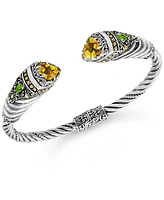 Devata Citrine & Bali Uluwatu Cuff Bracelet Sterling Silver and 18K Gold