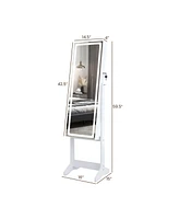 Sugift Lockable Jewelry Armoire Standing Cabinet with Lighted Full-Length Mirror