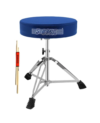 5 Core Drum Throne • Height Adjustable Guitar Stool • Thick Padded Comfortable Drummer Chair Blue - Ds Ch Blu