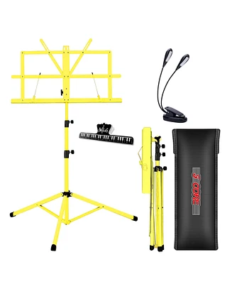 5 Core Music Stand Yellow 2 in 1 Dual-Use Adjustable Folding Sheet Stand Metal Build Portable Sheet Holder - Mus Fld Ylw