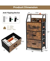 Sugift Freestanding Cabinet Dresser with Wooden Top Shelves