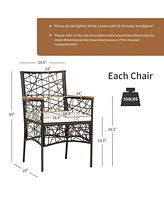 Sugift 2 Pieces Pe Wicker Patio Bistro Dining Chairs with Acacia Wood Armrests and Cushions