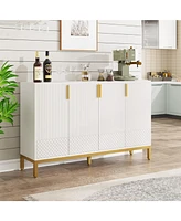 Tribesigns Luxury Buffet Cabinet with Storage, 59 Inch Kitchen Sideboard Cabinet with 4 Doors, Coffee Bar Cabinet Storage Cabinet for Dining Room, Liv