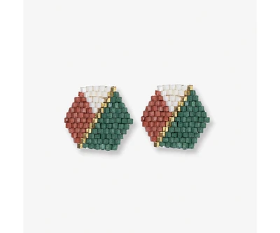 Ink + Alloy Casey Hexagon Post Beaded Earrings Desert