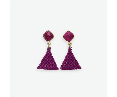 Ink + Alloy Celia Small Triangle Drop With Semi-Precious Stone Post Teal