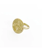 sanctuaire Round Rosette Medallion Coin Statement Ring Gold