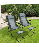 Sugift 4 Pieces Patio Folding Dining Chair Sets with Adjustable Backrest