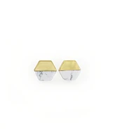 sanctuaire Sanctuary Project by Semi Precious White Howlite Geo Stud Earrings Gold