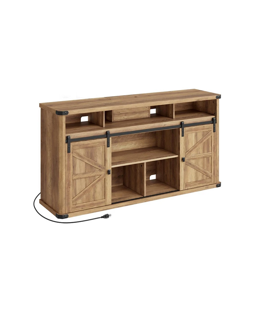 Slickblue Tv Stand for TVs up to 65 Inches, Farmhouse Entertainment Center with Sliding Barn Doors