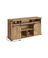 Slickblue Tv Stand for TVs up to 65 Inches, Farmhouse Entertainment Center with Sliding Barn Doors