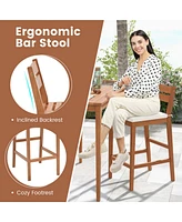 Sugift Set of 2 Outdoor Wood Barstools with Soft Seat Cushion