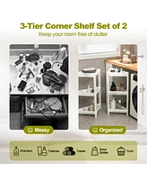 Sugift 2 Pack 3-Tier Detachable Floor Corner Shower Shelf with Drainage Holes