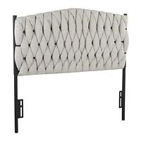 Streamdale Furniture Braided Matisse Twin Size Headboard In Black Metal And Cream Fabric