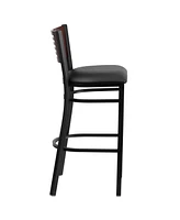 Emma+Oliver Decorative Slat Back Metal Restaurant Dining Barstool