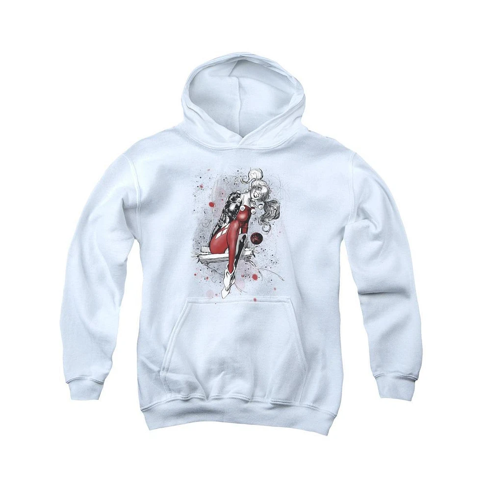 Justice League Boys of America Youth Harley Sketch Pull Over Hoodie / Hooded Sweatshirt