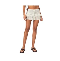 Edikted Women's Ruffled Crochet Mini Skirt