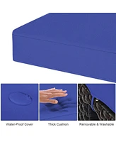 2 Pieces Patio Rattan Ottoman Seat with Removable Cushions