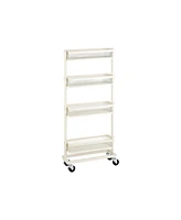 Slim Storage Cart, 4-tier Slide-out Trolley For Small Spaces, Bathroom, With Wire Baskets