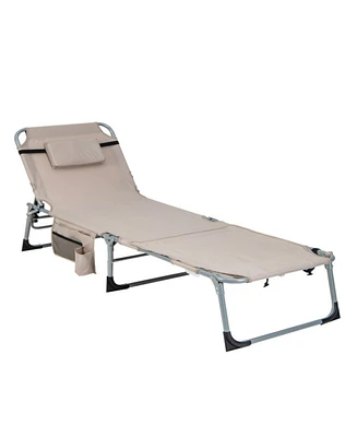 Sugift 5-position Outdoor Folding Chaise Lounge Chair