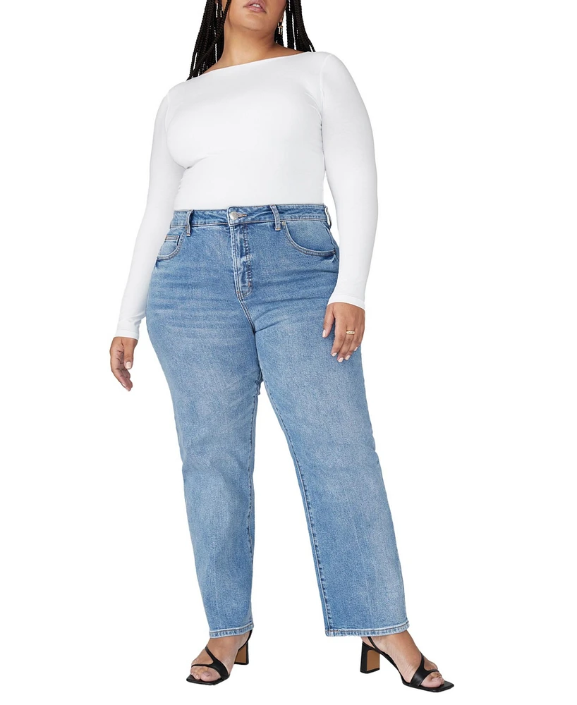Eloquii Women's The Naomi Comfort Stretch Straight Leg Jean