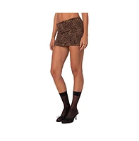 Edikted Women's Edin Leopard Print Mesh Mini Skirt