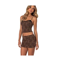 Edikted Women's Edin Leopard Print Mesh Bra Top