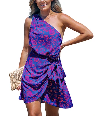 Cupshe Women's Floral One Shoulder Mini Beach Dress