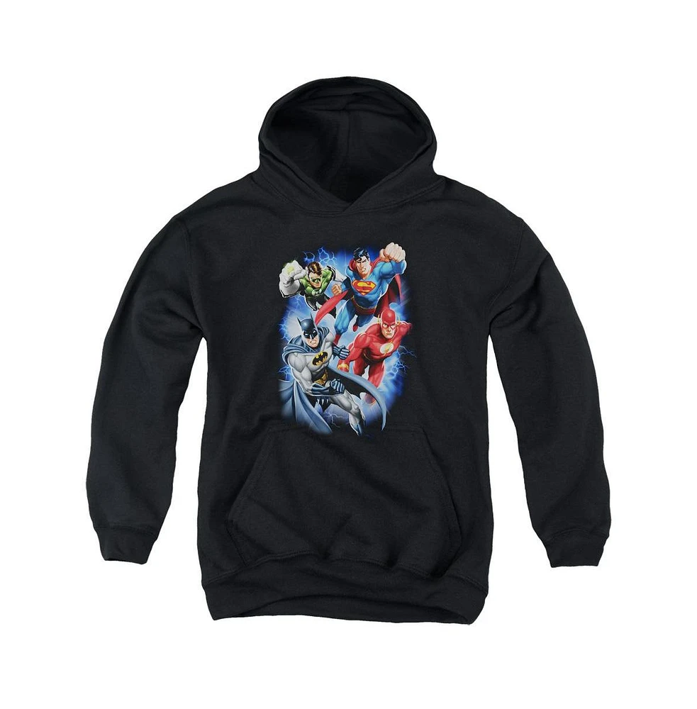 Justice League Boys of America Youth Storm Makers Pull Over Hoodie / Hooded Sweatshirt