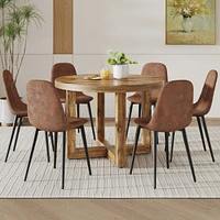 Modern Circular Dining Set with 6 Cushioned Chairs, Ct-B0501A