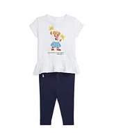 Polo Ralph Lauren Baby Girls Bear Jersey Tee and Legging Set