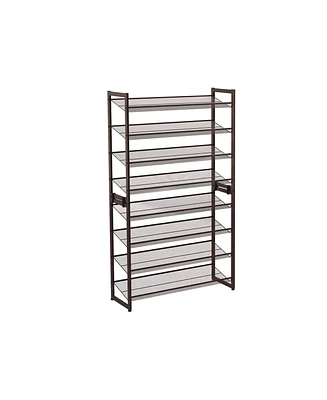 Slickblue 8-Tier Shoe Rack, Set of 2 Stackable 4-Tier Shoe Organizers, Metal Mesh Shoe Shelf Storage